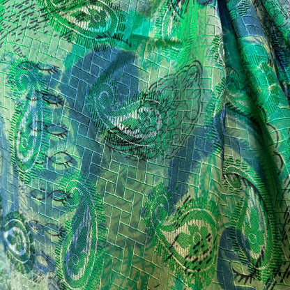 Beautiful Green and Blue Large Vintage Textured Print Scarf.  Great Gift idea