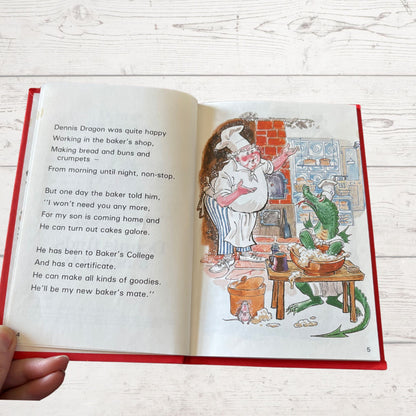 Dennis the Dragon finds a new job. 1980s Vintage Ladybird Book.Great gift idea