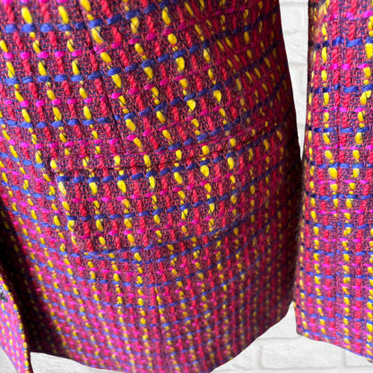 Colourful 1980s Vintage Wool Blend Bouclé Jacket . Approx UK size 10-12