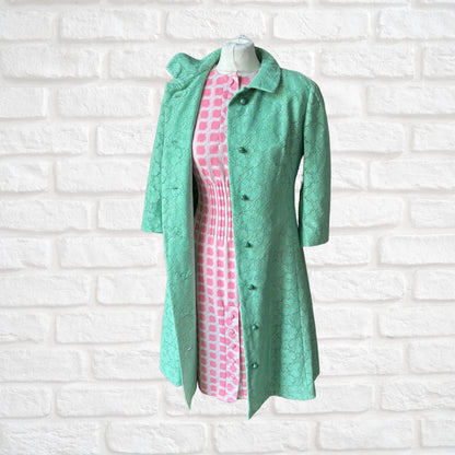 60s style mint green vintage lace coat/ dress. Approx UK size 10-12
