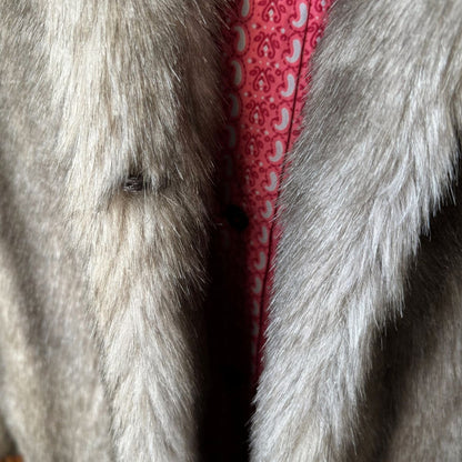 Vintage Warm Grey Tissavel France Faux Fur Coat. Approx UK size 12 -16