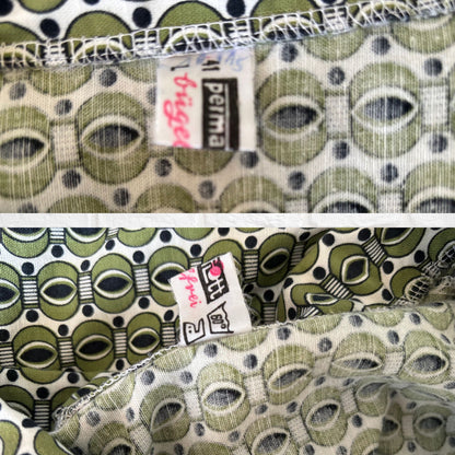 1970s Green, Black and White Geometric Print Cotton Vintage Shirt. Approx UK size L-XL (men  ) 18-20( women)