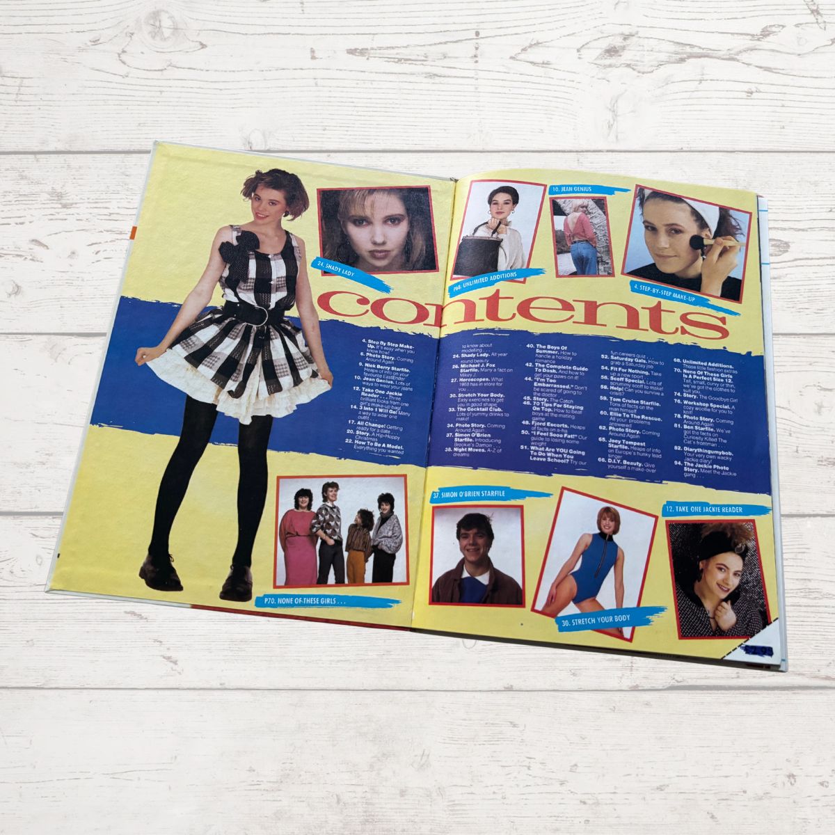 Jackie 1988 Vintage Annual open on the contents page on a white background 