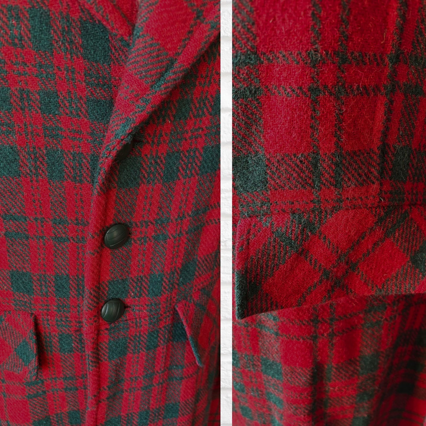 Vintage 1990s Red and Green Checked Maxi Length Wool Coat. Approx UK size 16-18 (w) Large (m)