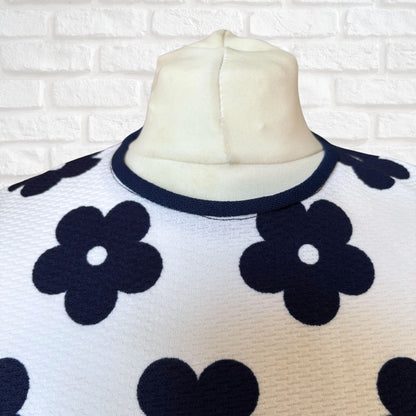 Navy & White 60s Mini Vintage Skater Dress .Approx UK size 10-12