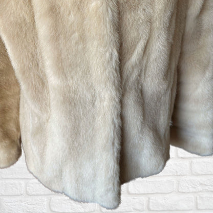 Vintage 1970s Dark Cream Astraka Faux Fur Coat – Made in England. Approx UK size 10-12