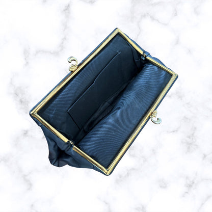 Vintage Dark Blue Leather Clutch Bag/Large Coin Purse