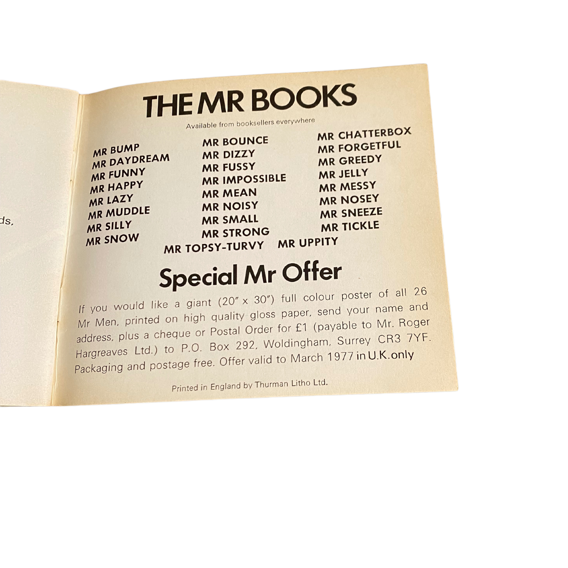 Original Mr. Men Book -  Mr Bounce     - 1976 Edition - Roger Hargreaves
