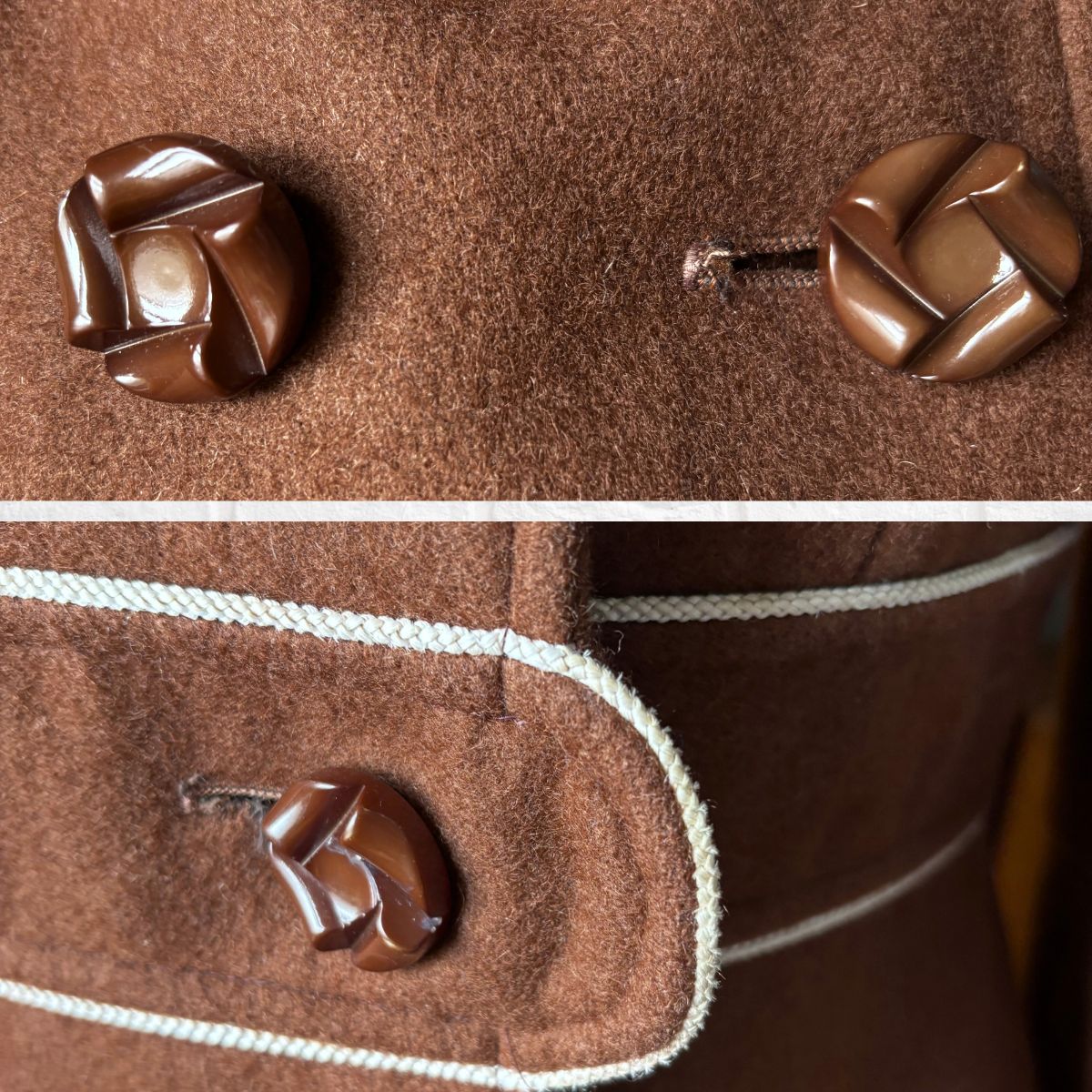 70s Vintage Brown Wool Lightweight Fit and Flare Coat. Approx UK size 8-10