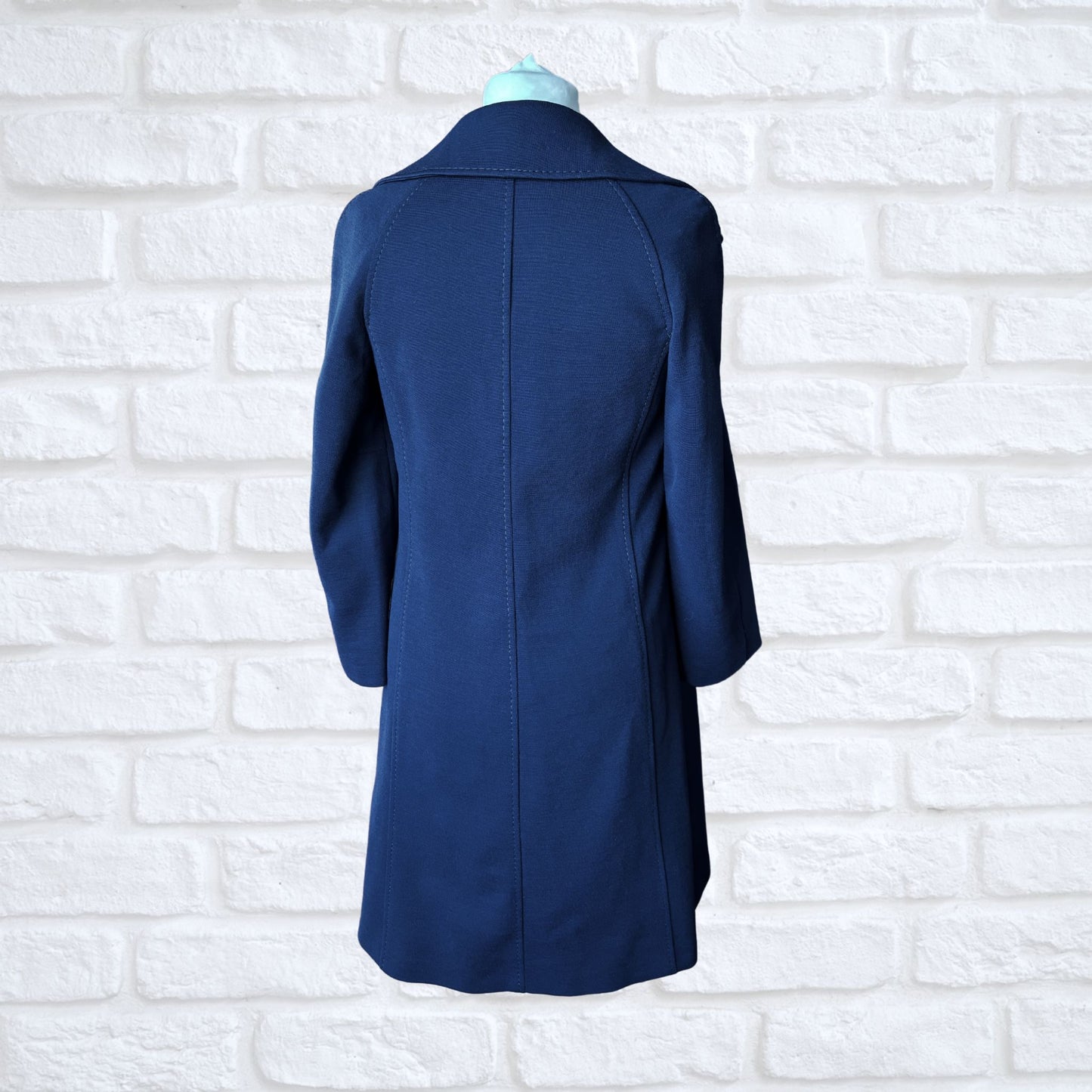 60s Navy Blue Mod Style A-Line Vintage Coat. Approx UK size 10-12