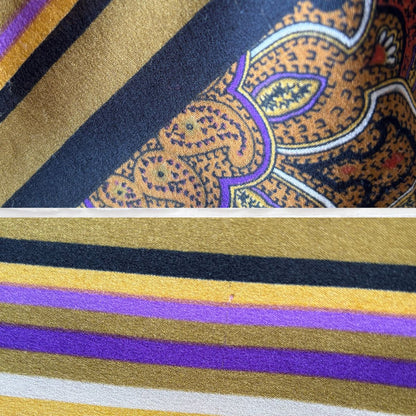 Stylish Mustard, Purple, Black and White Abstract Print Vintage Scarf. Great Gift idea