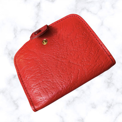 Vintage Textured Red Leather Clasp Top Purse/Wallet - Stylish and Practical