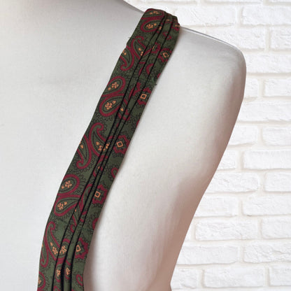 60s Mod Style Green,Red, Black and Yellow Paisley Print Vintage Tootal Cravat