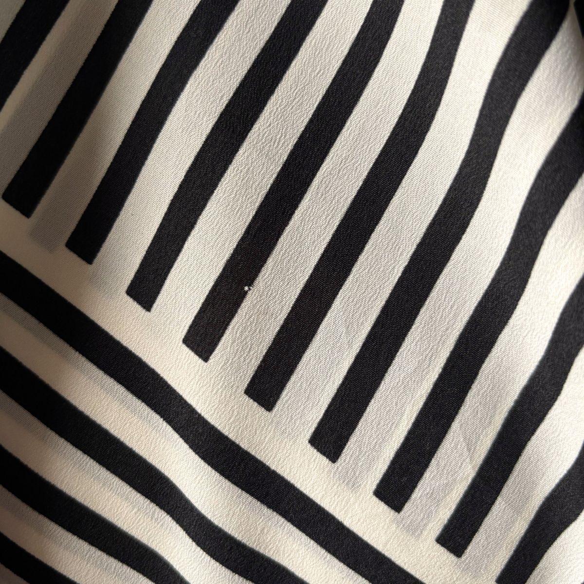 Close-up of black and white striped fabric texture