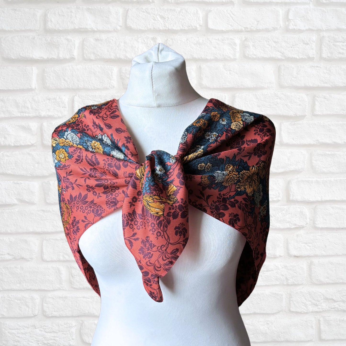 Stylish Ruby, Purple, Gold and Blue Large Square Floral Vintage Scarf. Great Gift idea