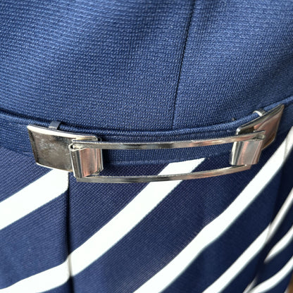 60s Vintage Mod Style Navy Blue and White Scooter Dress with Matching Belt. Approx UK size 8-10