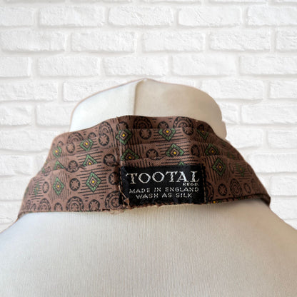 60s Mod Style Brown, Black, Green and Yellow Geometric Print Vintage Tootal Cravat