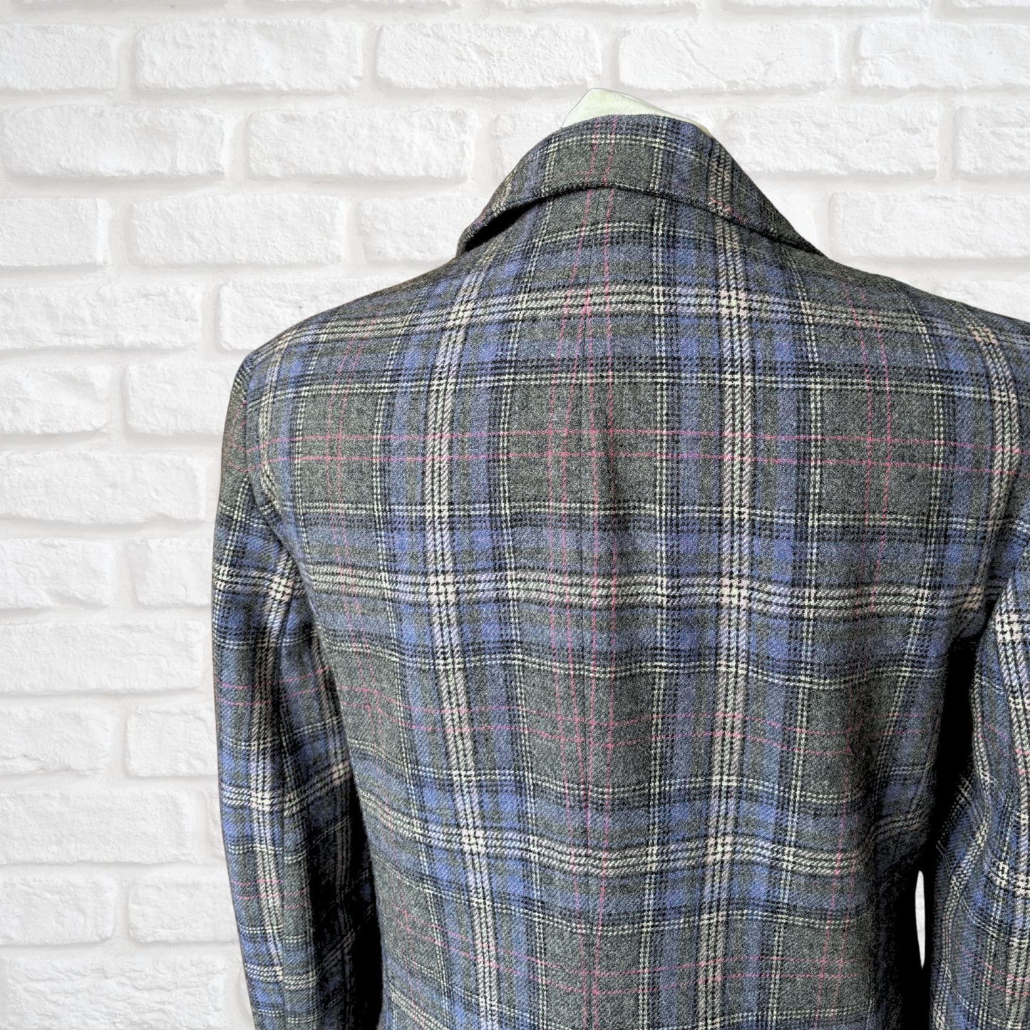 Vintage 80s Pendleton Blue and Grey Checked Wool Blazer . Approx UK size 10-12