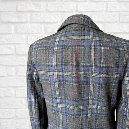 Vintage 80s Pendleton Blue and Grey Checked Blazer. Approx UK size 10-12