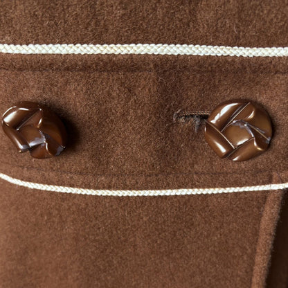 70s Vintage Brown Wool Lightweight Fit and Flare Coat. Approx UK size 8-10