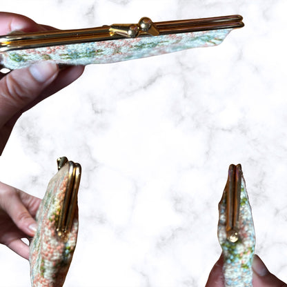 Vintage Cream, Blue, Green and Pink Small Wool Tapestry Coin Purse