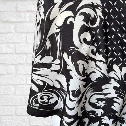 Black and White Abstract Botanical Print Square Vintage Scarf. Great Gift idea