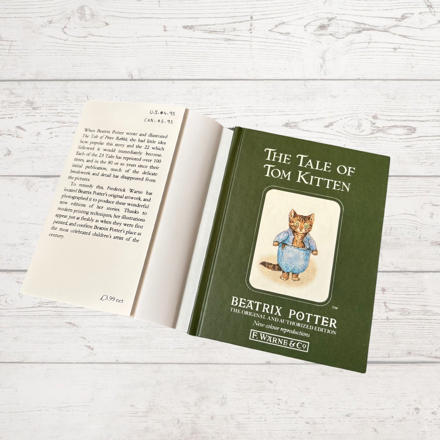 The Tale of Tom Kitten.Vintage Beatrix Potter Book. 1989 edition. Great Gift Idea