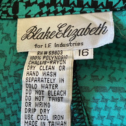 80 green and black dogtooth print suit dress. . Approx U.K. size 16