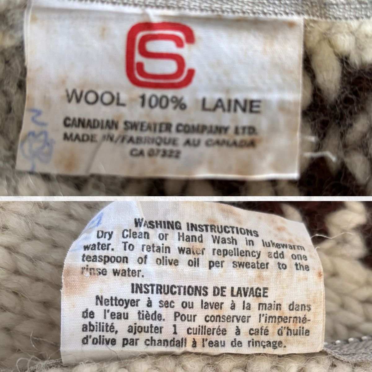Vintage Canadian Sweater Company Zip Up Unisex Wool Cardigan. Approx UK size S - M ( men)/ 12-16 ( women)