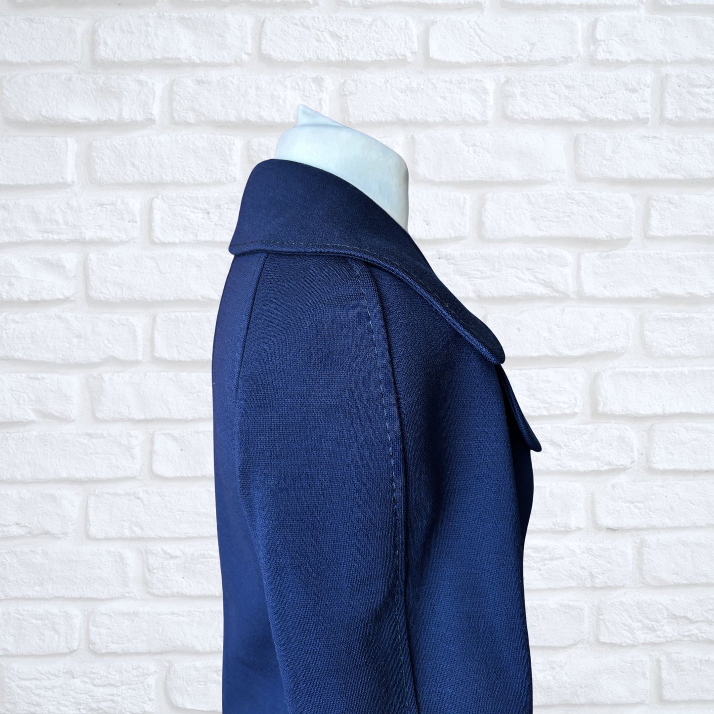 60s Navy Blue Mod Style A-Line Vintage Coat. Approx UK size 10-12