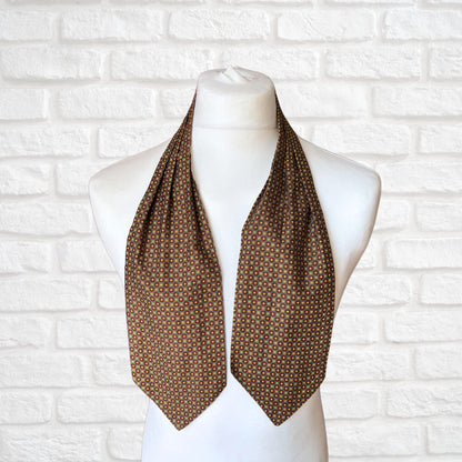 60s Mod Style Green, Yellow, Red and Black Geometric Print Vintage Cravat