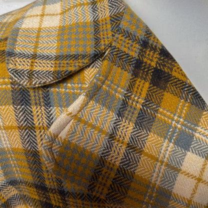 Vintage 1990s Gold and Grey Checked Maxi Length Wool Coat. Approx UK size 16-18 (w) Large (m)