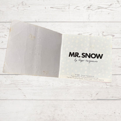 Mr. Snow by Roger Hargreaves. Original 1970s The Mr Men series. 1971 edition. Great gift idea