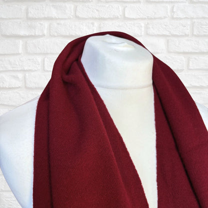 Burgundy Vintage Wool Scarf with Fringing.Made in England. Great Gift Idea