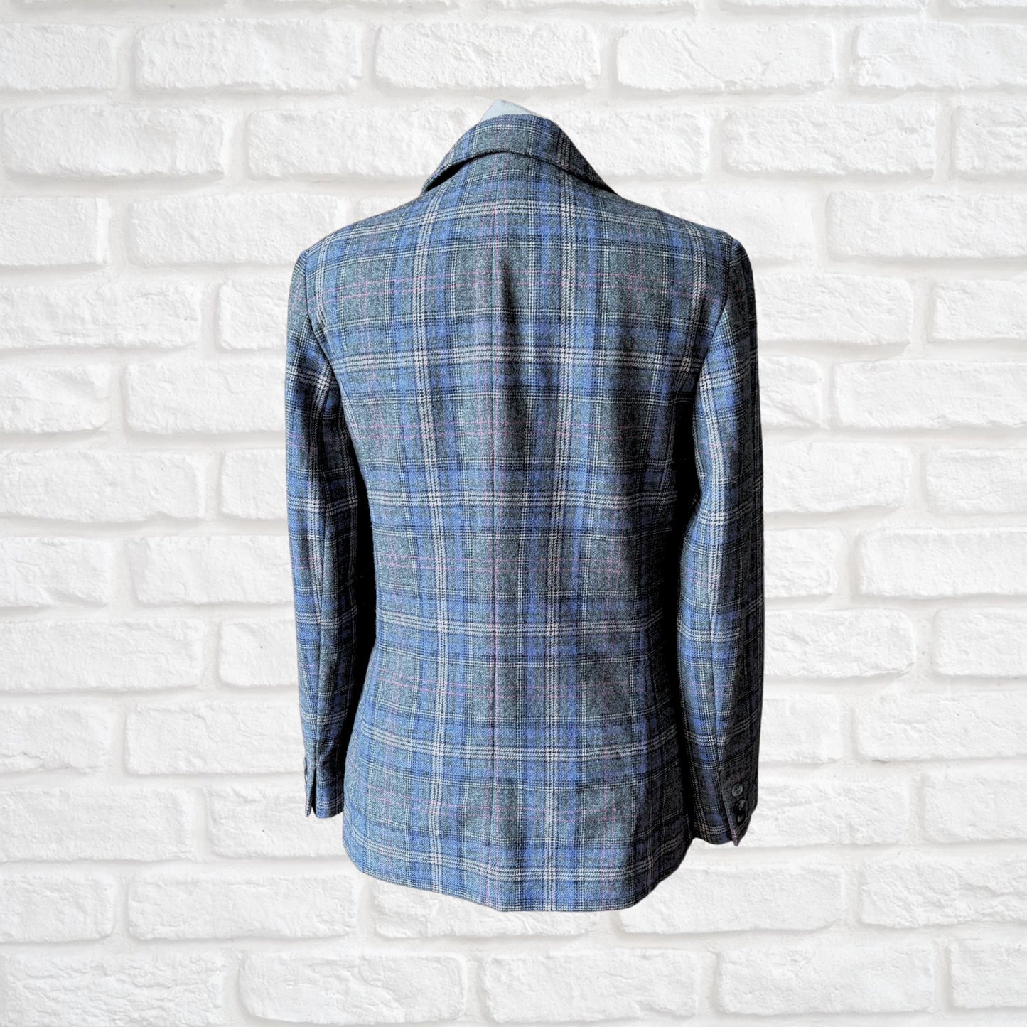 Vintage 80s Pendleton Blue and Grey Checked Wool Blazer . Approx UK size 10-12