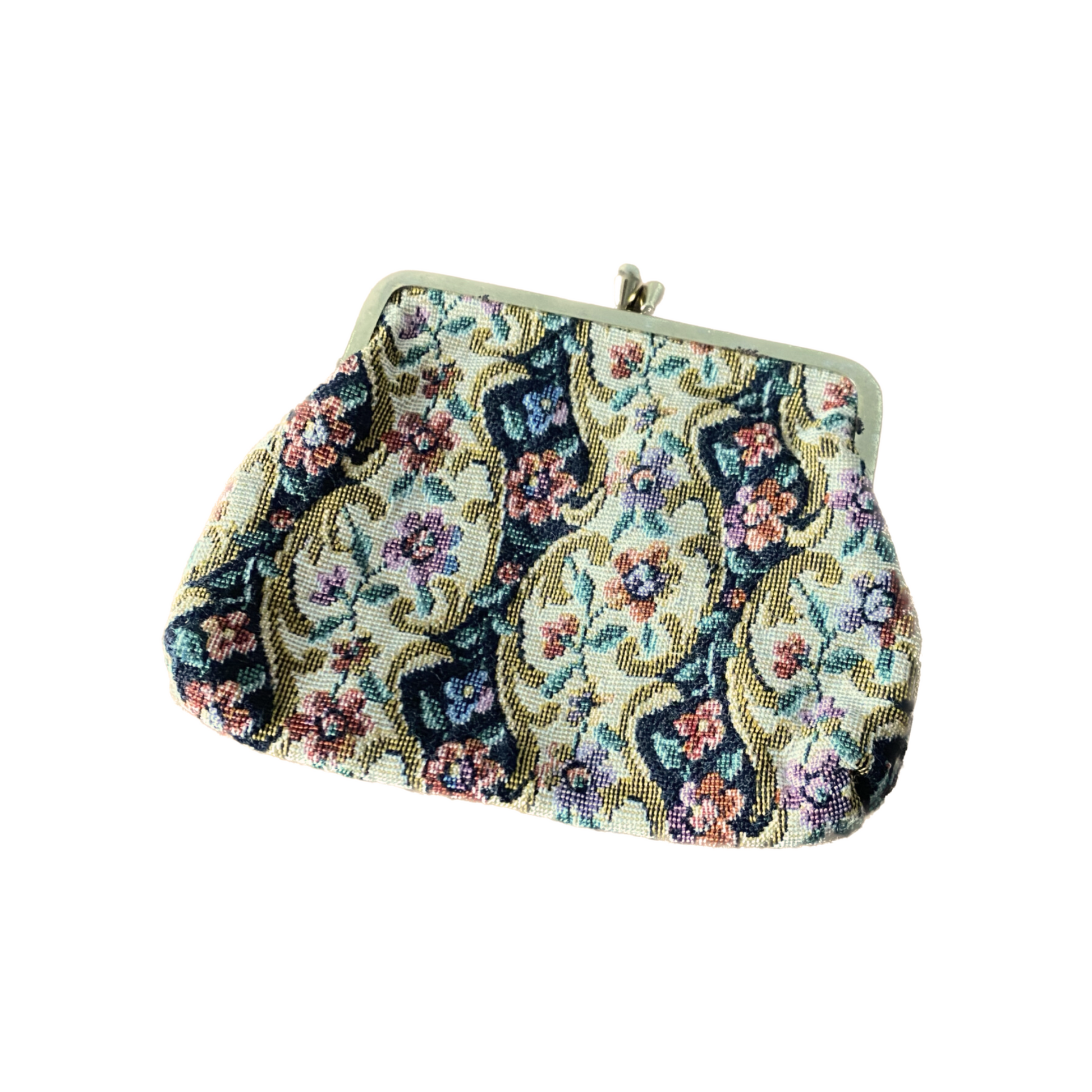 Vintage embroidered flower cosmetic purse with waterproof lining 