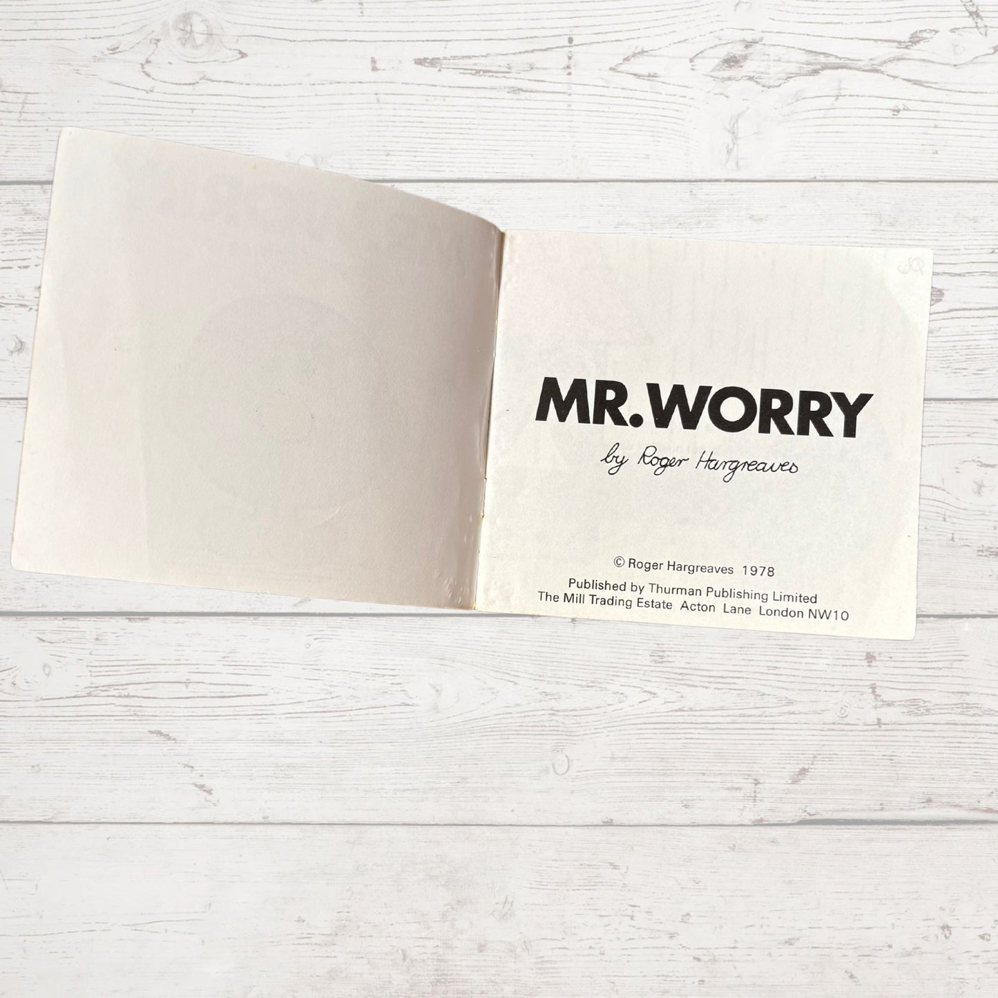 Mr. Worry by Roger Hargreaves. Original 1970s The Mr Men series. 1978 edition. Great gift idea