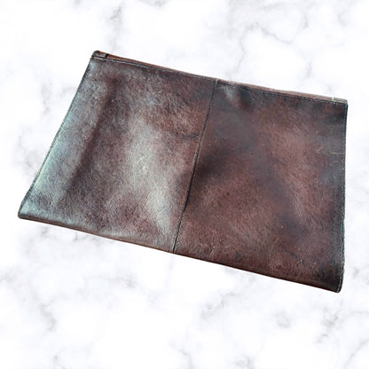 Vintage 80s Burgundy Brown Envelope Bag with Detachable Cross Body Strap