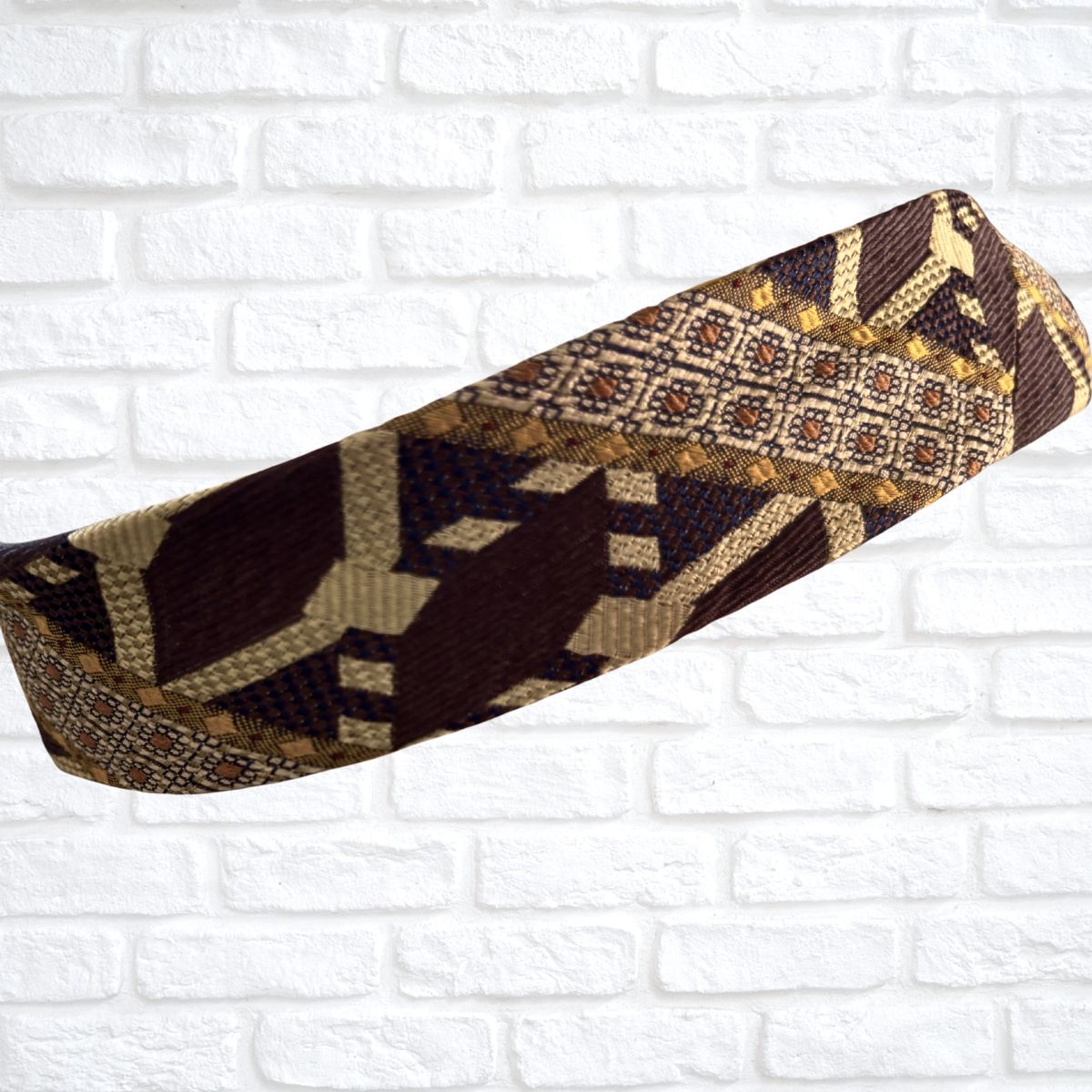 Brown, Gold and Orange Silk Geometric Print Vintage Tie by Celine Paris. Great Gift Idea