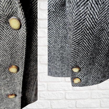 Black and White Herringbone Wool Vintage Blazer by Les Copains. Approx UK size 14-16
