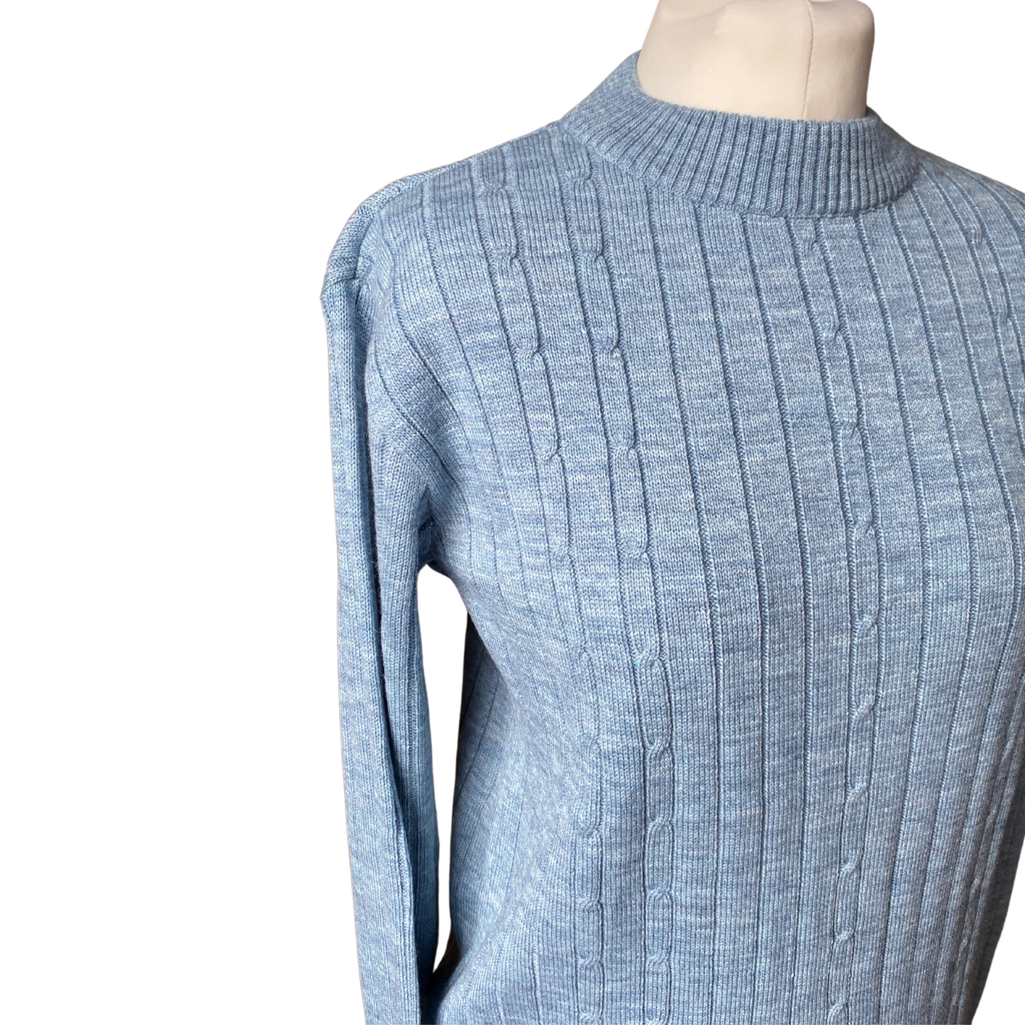 Blue marl long sleeve ribbed cable knit jumper - 