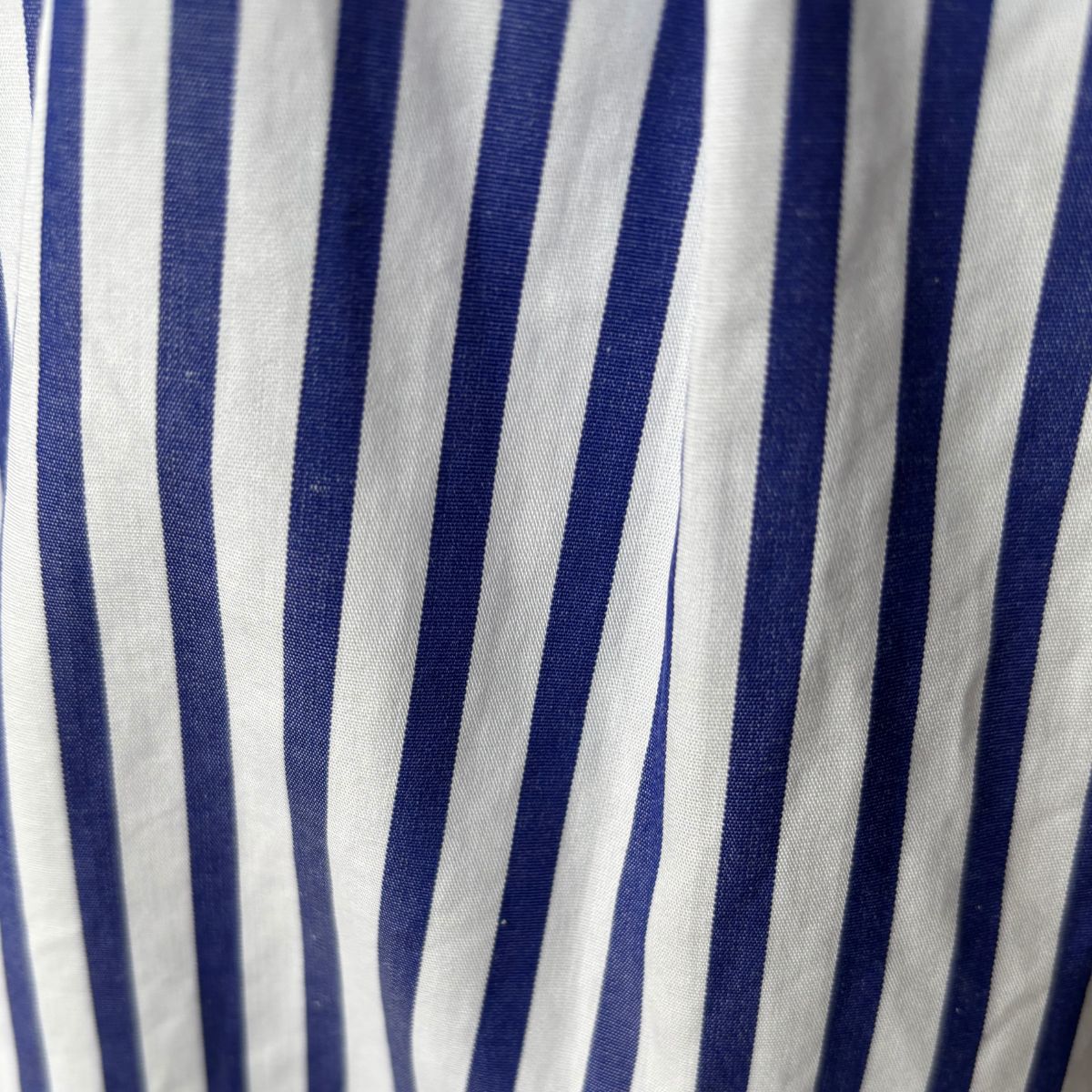 Close-up of blue and white striped fabric