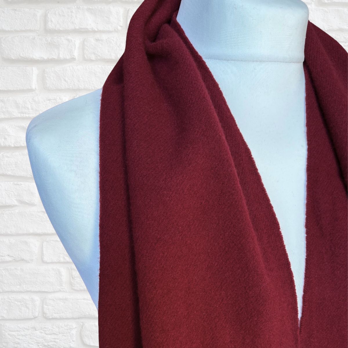 Burgundy Vintage Wool Scarf with Fringing.Made in England. Great Gift Idea