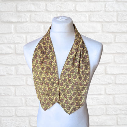 60s Mod Style Yellow, Black and Red Paisley Print Vintage Tootal Cravat