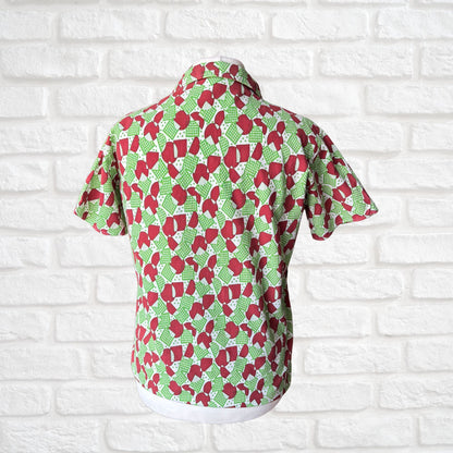 70s Vibrant Geometric Print Vintage Cotton Shirt. Approx UK size S- M (men) 12-14 (women )