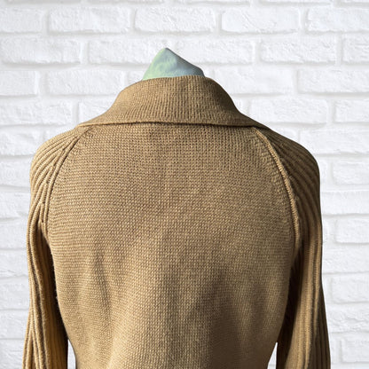 Beige collared cardigan on a white background 