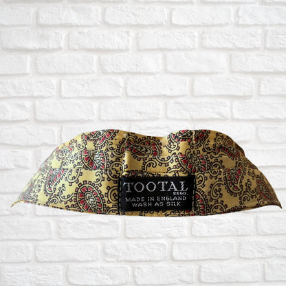60s Mod Style Yellow, Black and Red Paisley Print Vintage Tootal Cravat