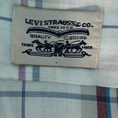 White Striped Long Sleeved Cotton Vintage Levi Shirt  Approx UK size L (mens) 12-16 (women’s)