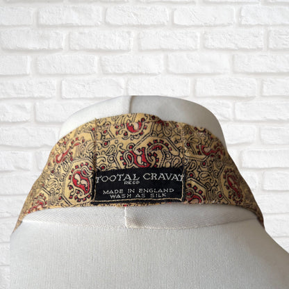 60s Mod Style Yellow, Black and Red Paisley Print Vintage Tootal Cravat