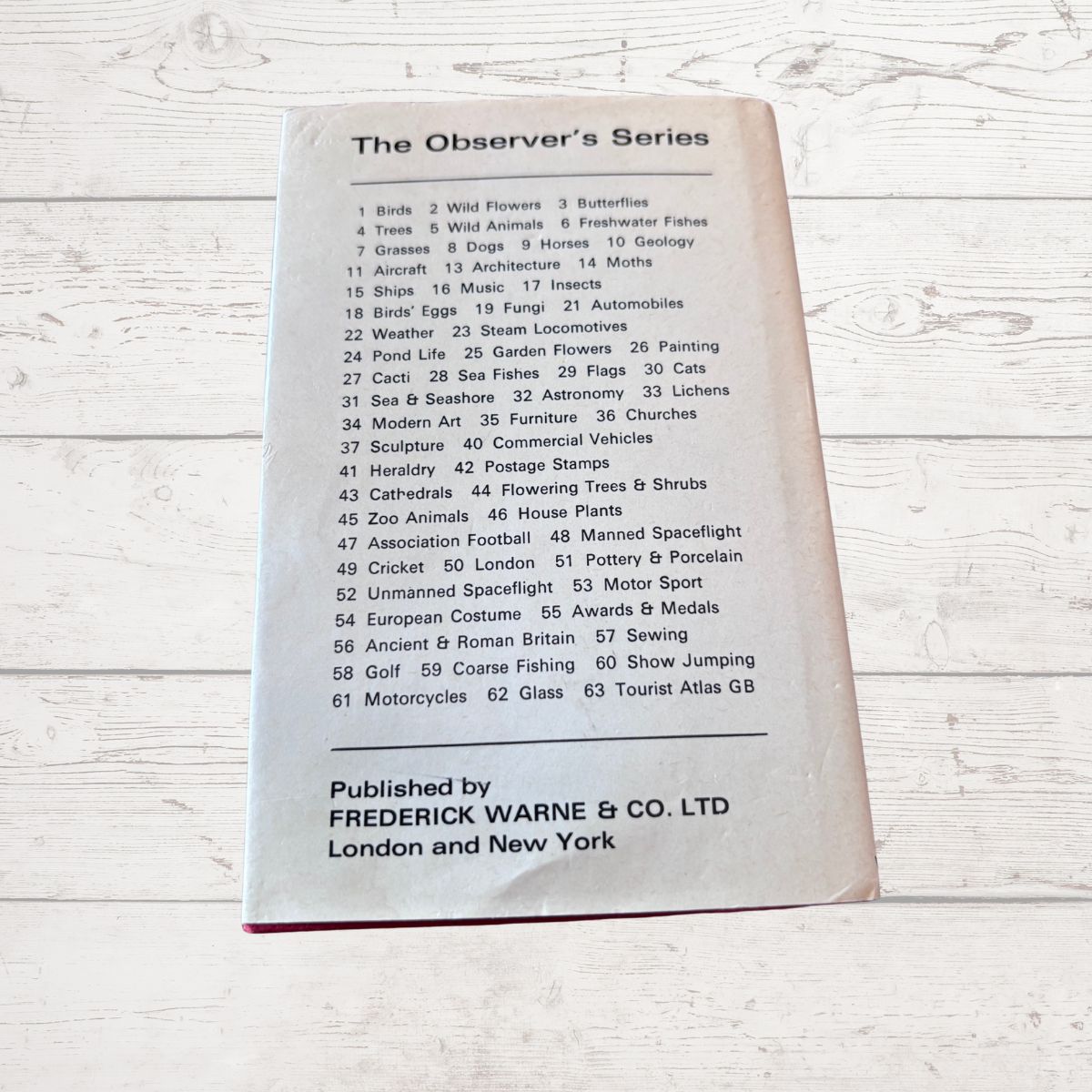 Observer book showing  list of books in series 